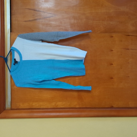 INC Colorblock Light Blue/Gray/ Ivory Sweater - Picture 5 of 5